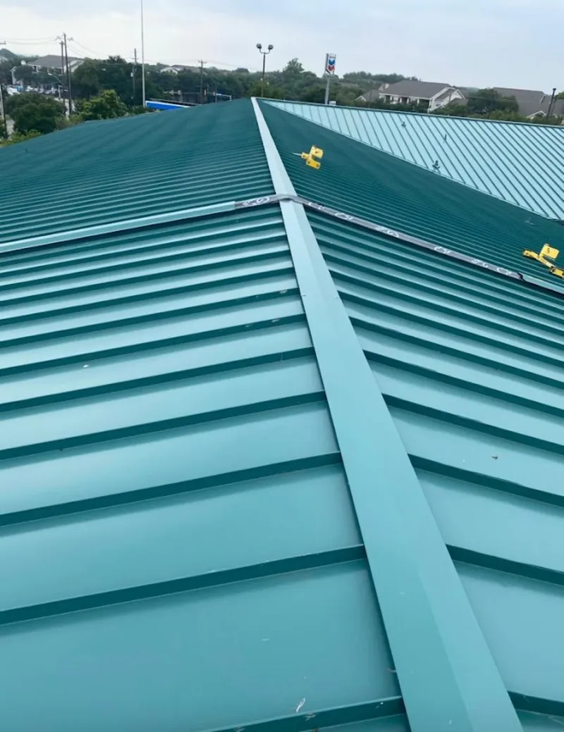 Green commercial metal roof ridge and valley for Metal Roof Repair in Du Quoin